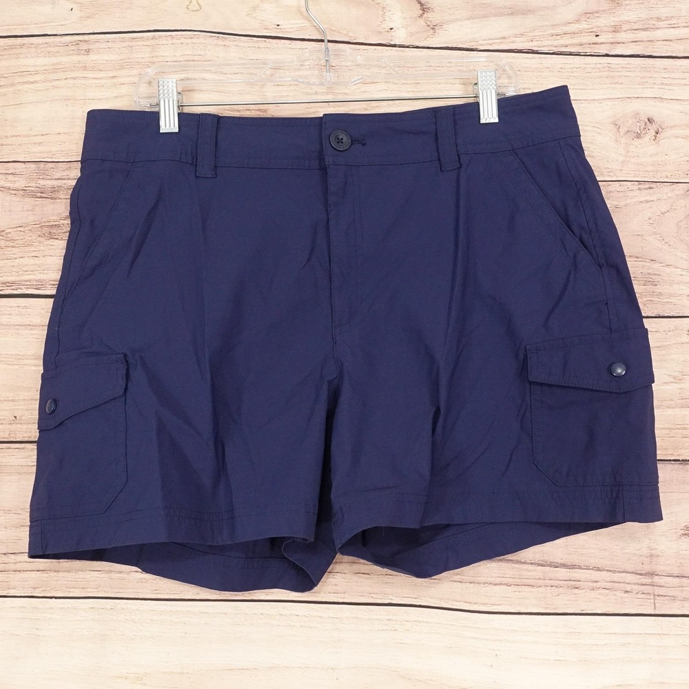 Eddie Bauer Cargo Shorts Womens Size 16 Blue Nylon Stretch 36 Waist 4.5 Inseam